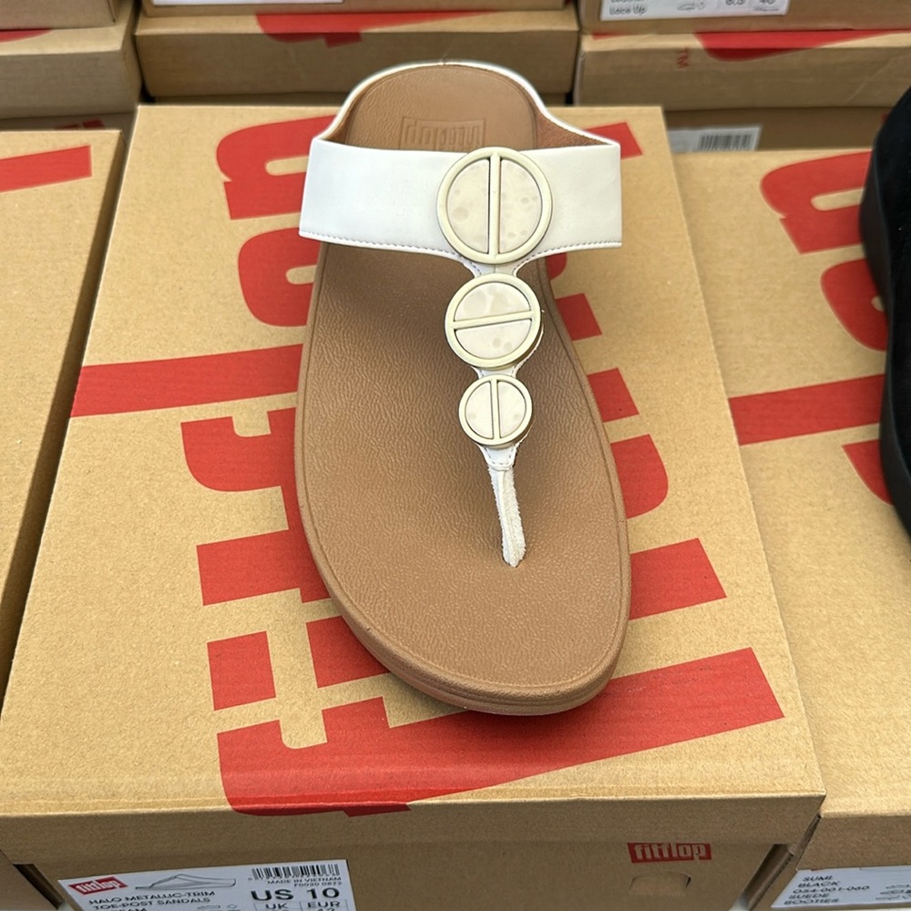 Fitflop Halo Metallic trim toe post sandals Size:8